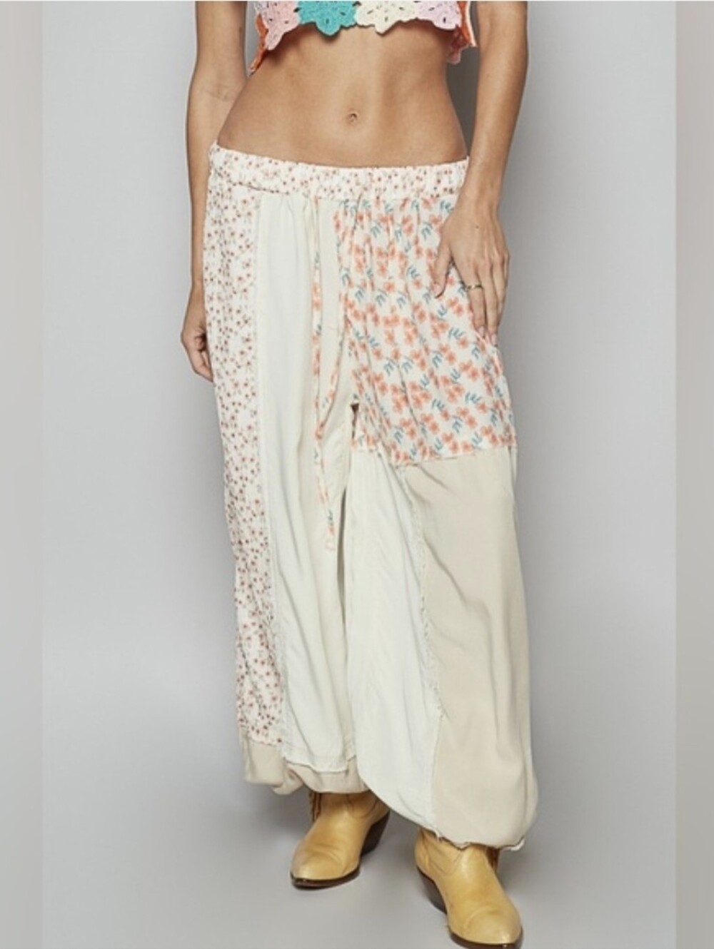 POL Boho Floral Patchwork Pants – Ivory Multi | NWT | Medium